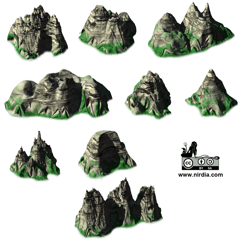 Isometric Mountains Render 2D